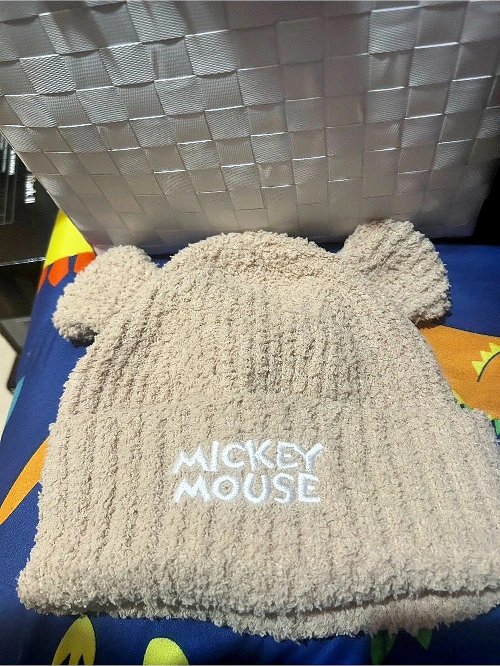 New Disney Mickey Mouse Fuzzy Beanie Hat with Ears Brown
